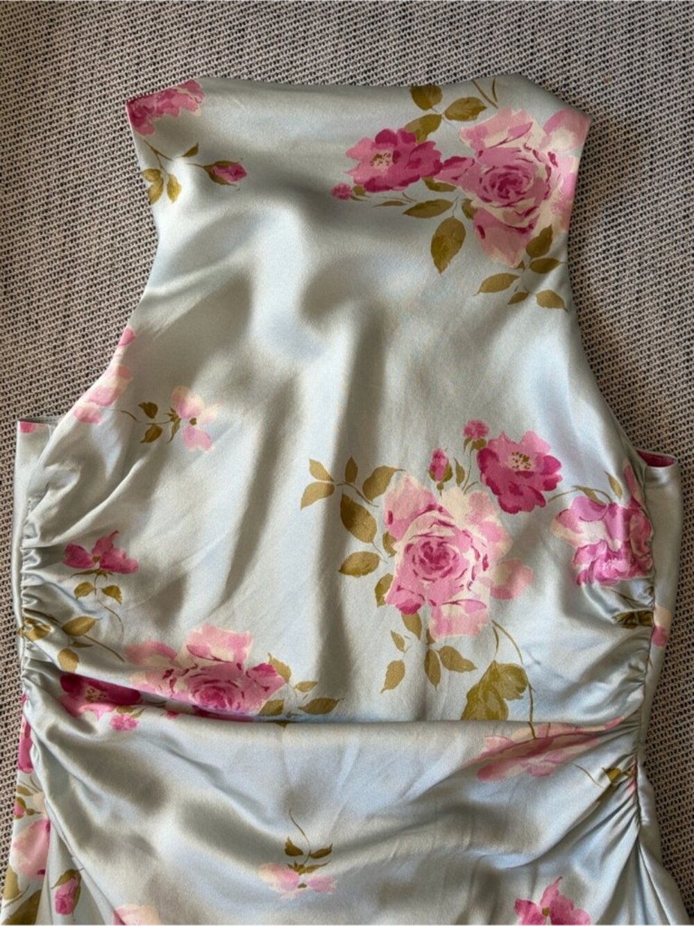 NEW Reformation Anaiis Long Silk Backless Dress Windswept Blue Floral US 2 UK 6 - Picture 9 of 13